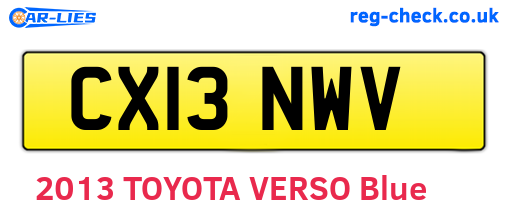 CX13NWV are the vehicle registration plates.