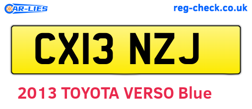 CX13NZJ are the vehicle registration plates.