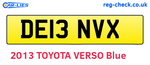 DE13NVX are the vehicle registration plates.