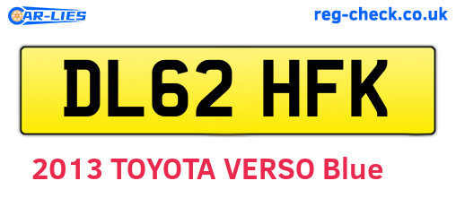 DL62HFK are the vehicle registration plates.