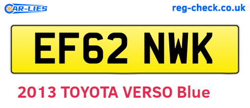 EF62NWK are the vehicle registration plates.