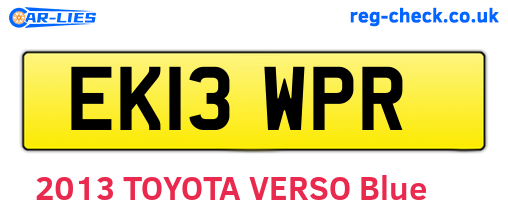 EK13WPR are the vehicle registration plates.