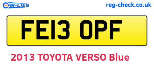 FE13OPF are the vehicle registration plates.