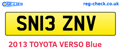SN13ZNV are the vehicle registration plates.