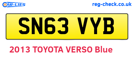 SN63VYB are the vehicle registration plates.