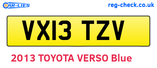 VX13TZV are the vehicle registration plates.