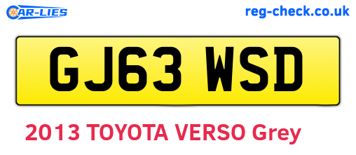 GJ63WSD are the vehicle registration plates.