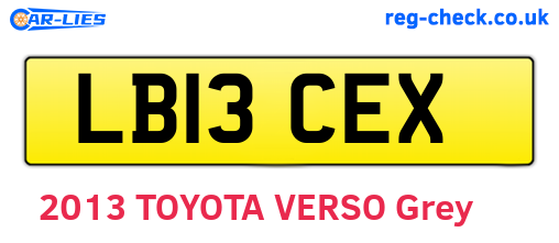 LB13CEX are the vehicle registration plates.