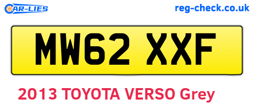 MW62XXF are the vehicle registration plates.