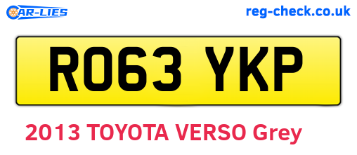 RO63YKP are the vehicle registration plates.