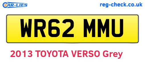 WR62MMU are the vehicle registration plates.