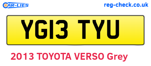 YG13TYU are the vehicle registration plates.