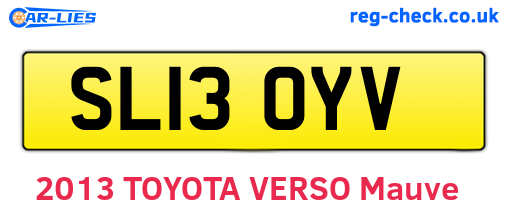 SL13OYV are the vehicle registration plates.