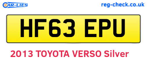 HF63EPU are the vehicle registration plates.