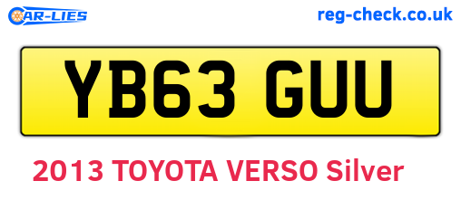 YB63GUU are the vehicle registration plates.