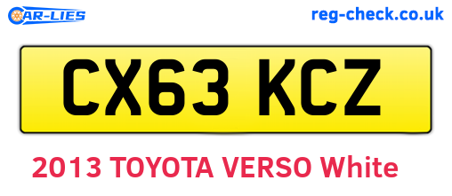 CX63KCZ are the vehicle registration plates.
