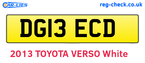 DG13ECD are the vehicle registration plates.