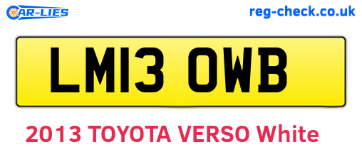 LM13OWB are the vehicle registration plates.