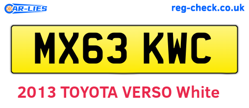 MX63KWC are the vehicle registration plates.