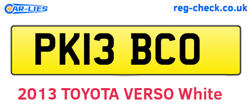 PK13BCO are the vehicle registration plates.