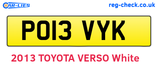 PO13VYK are the vehicle registration plates.