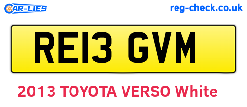 RE13GVM are the vehicle registration plates.