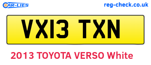 VX13TXN are the vehicle registration plates.