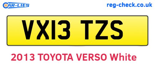 VX13TZS are the vehicle registration plates.