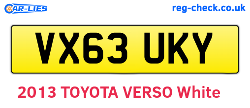 VX63UKY are the vehicle registration plates.