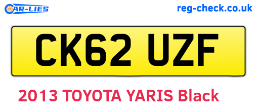 CK62UZF are the vehicle registration plates.