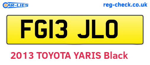 FG13JLO are the vehicle registration plates.