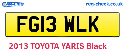 FG13WLK are the vehicle registration plates.