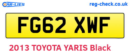 FG62XWF are the vehicle registration plates.