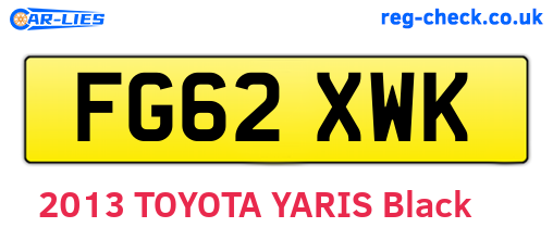 FG62XWK are the vehicle registration plates.