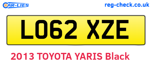LO62XZE are the vehicle registration plates.