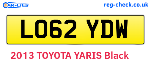 LO62YDW are the vehicle registration plates.