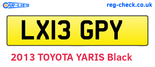 LX13GPY are the vehicle registration plates.