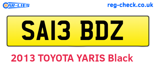 SA13BDZ are the vehicle registration plates.