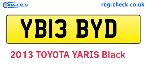YB13BYD are the vehicle registration plates.