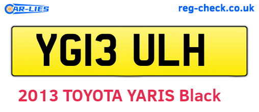 YG13ULH are the vehicle registration plates.