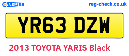 YR63DZW are the vehicle registration plates.
