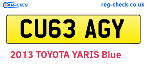 CU63AGY are the vehicle registration plates.
