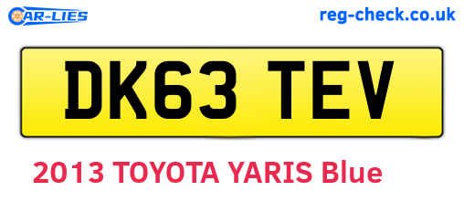 DK63TEV are the vehicle registration plates.