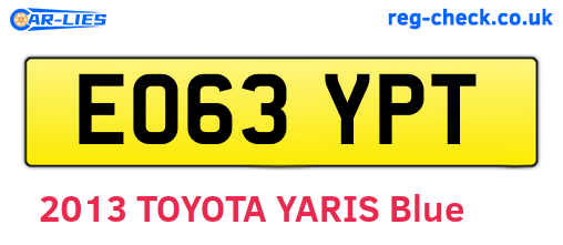 EO63YPT are the vehicle registration plates.