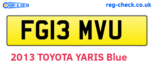 FG13MVU are the vehicle registration plates.