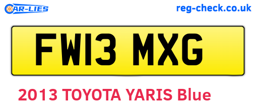 FW13MXG are the vehicle registration plates.