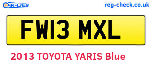 FW13MXL are the vehicle registration plates.