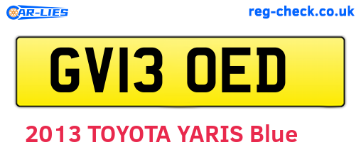 GV13OED are the vehicle registration plates.