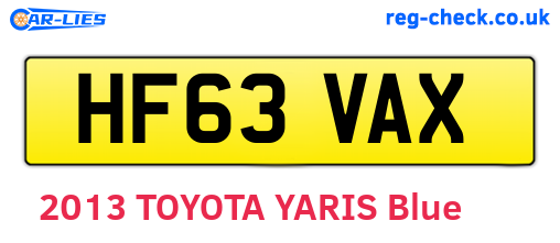 HF63VAX are the vehicle registration plates.