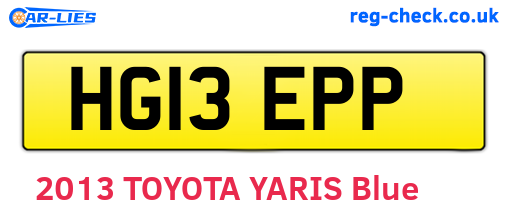 HG13EPP are the vehicle registration plates.